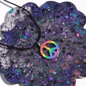 Rainbow Peace Sign Necklace
